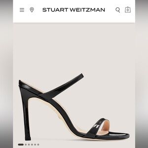Stuart Weitzman Aleena 100 Patent Mule Sandals - black, size 8